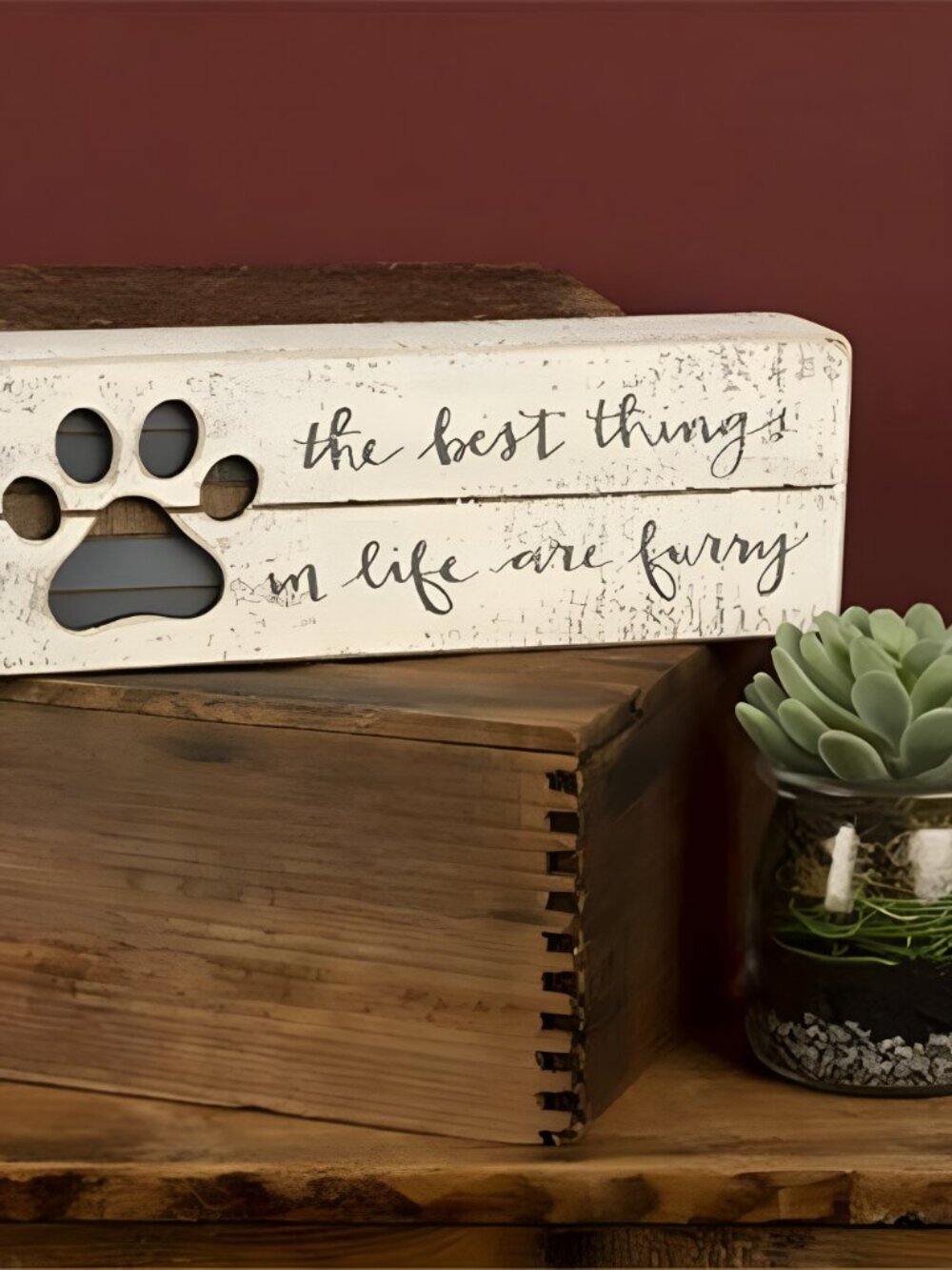 Hand-Lettered Slat Box Sign, Best Things In Life - Picture 3 of 5